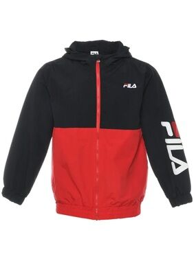 Fila Kids Black and Red Hooded Windbreaker Jacket